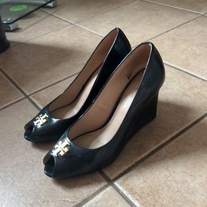 Tory Burch navy wedge heels size 8.5